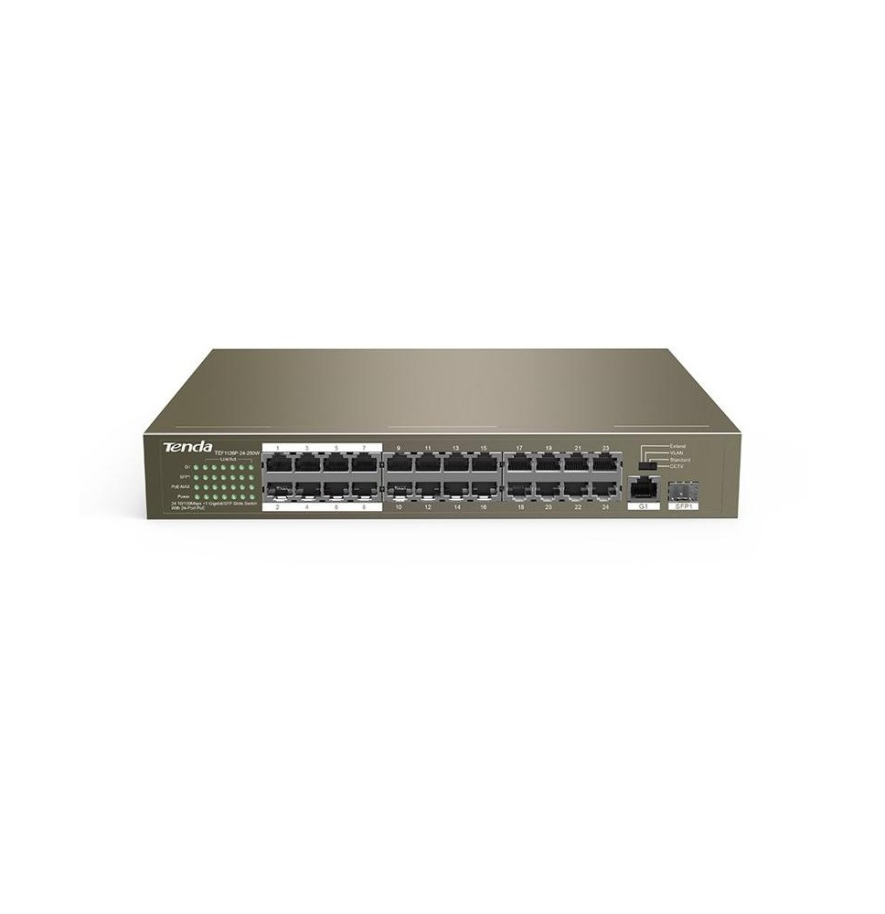 Tenda switch 24 ports PoE 10/100Mbps + 1 GE/SFP - Business